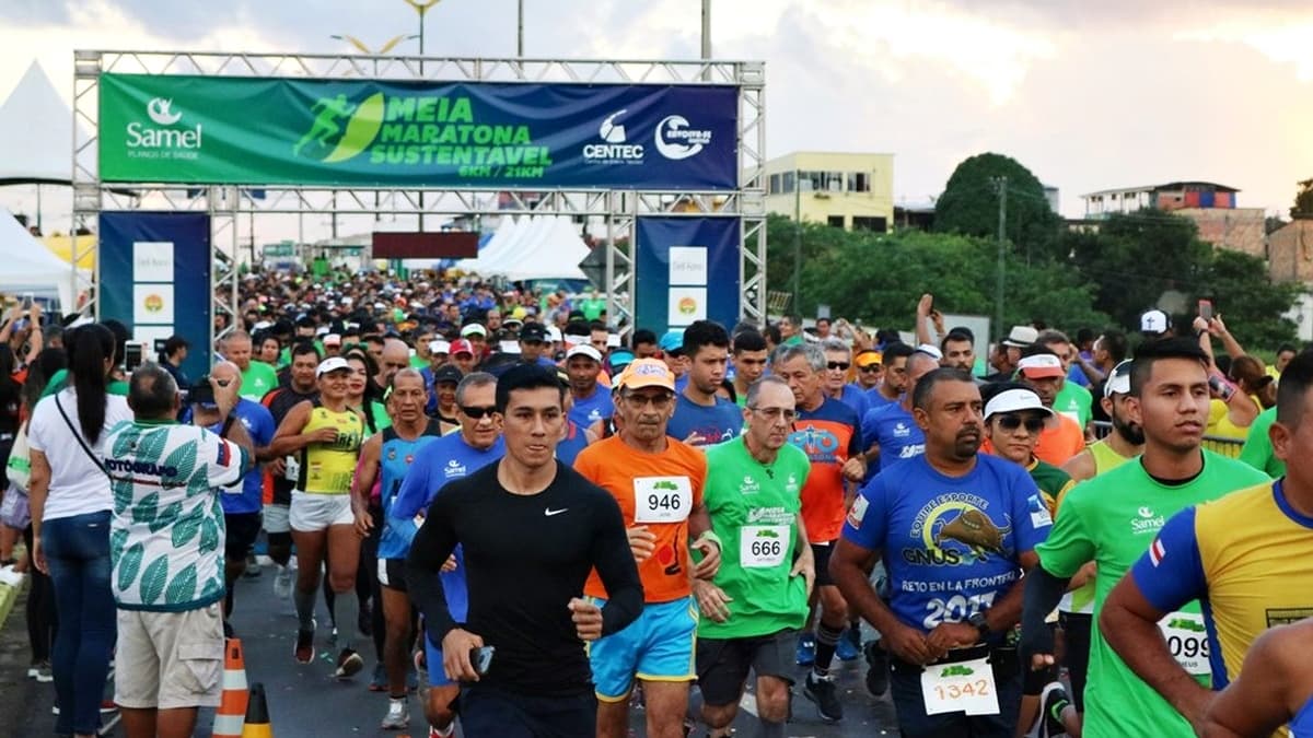 Largada da meia maratona sustentavel do amazonas 21km